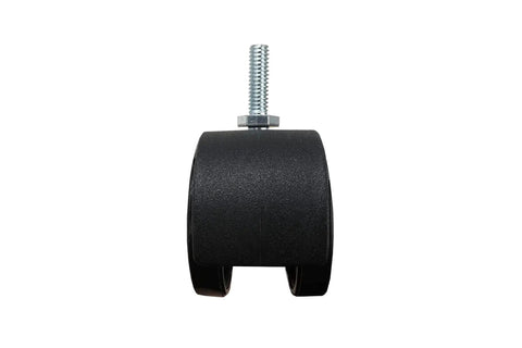 Front view of 2 Inch Twin Wheel Office Chair Caster With 5 16 Inch Threaded Stem Diameter 75 Lb Load Capacity Per Caster Black Swivel Wheel