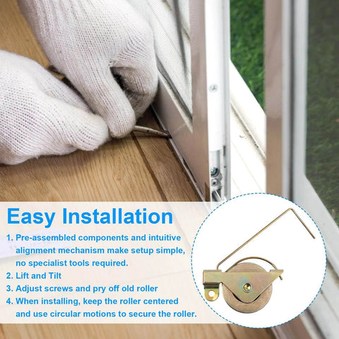 4 Pack One And One Quarter Inch Sliding Screen Door Rollers Replacement Kit With Heavy Duty Steel Ball Bearings installation guide