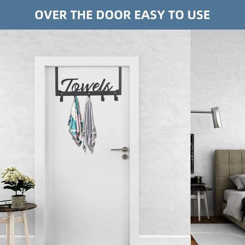 Over The Door Hooks 5 Coat Hooks Towel Rack For Bathroom And Kitchen Heavy Duty Door Hanger In Manganese Steel Anti Rust No Drill