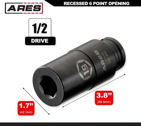 19mm Harmonic Balancer Socket For Honda, 1/2 Inch Drive, deep counter-weighted, Chrome Molybdenum steel, for stubborn crank bolts.