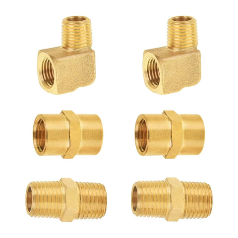 Premium 1/4 Inch Brass Fittings Kit With 90 Degree Street Elbow And Male And Female Hex Nipples 2 Pack 1/4 Inch NPT Pipe Fittings