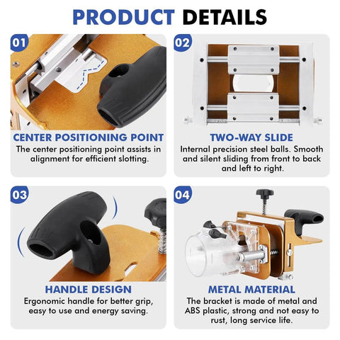 2 In 1 Invisible Fastener Slotting Bracket Mortise And Tenon Jig For Router with ergonomic handle and metal material