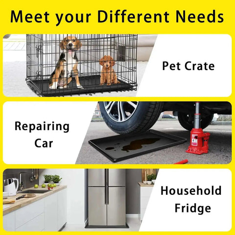 Three Piece Extra Large Heavy Duty Oil Drip Pan Set 35.4 by 24 by 1.6 Inches Plastic Oil Drain Tray under car and fridge