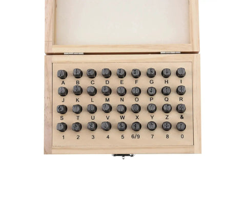 36 Piece Letter And Number Stamp Set With 6mm Height In A Wooden Case Beefy 40Cr Alloy Steel Metal Punches From A to Z and 0 to 9