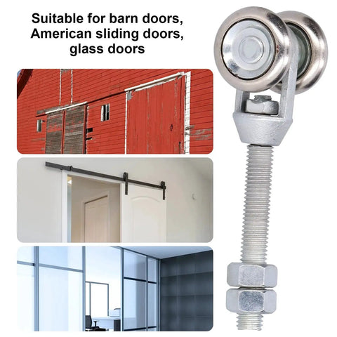 3 Pieces Track Roller Wheels For Sliding Doors With Steel Dual Wheel Trolley Roller For Rail Door Suspension Ideal For Glass Sliding Doors 35mm Diameter Durable Iron Material High Hardness And Wear Resistant For All Door Types