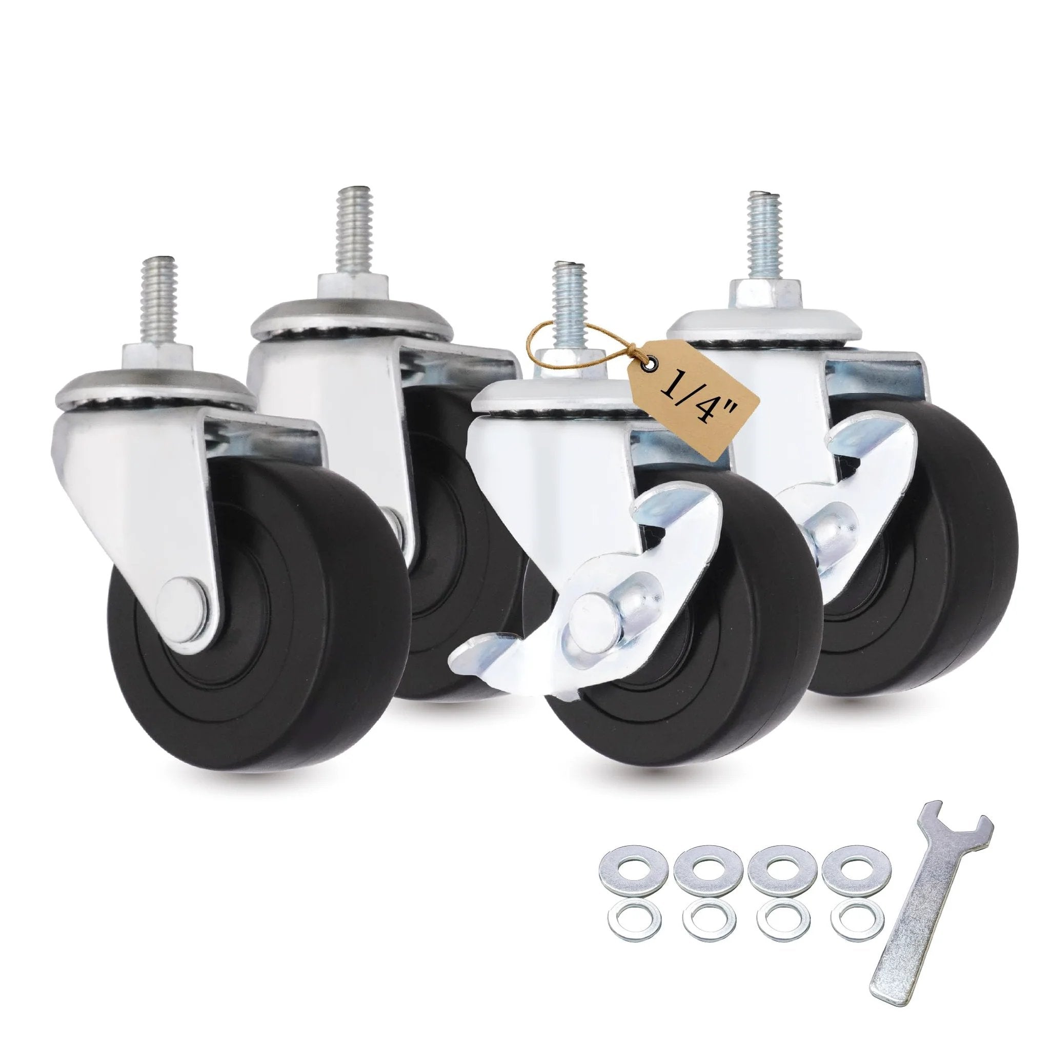 2 Inch Caster Wheels with 1/4 Inch Threaded Stem Swive...