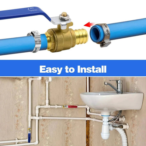 Ten Pack Brass PEX Ball Valves Three Quarter Inch Full Port Shut Off Quarter Turn Red And Blue For Hot Water Cold Water Heating Distribution Ideal For PEX Plumbing And Home Water Systems Durable Brass Construction, installation guide.