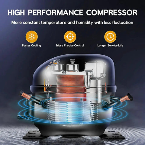 High performance compressor for Premium Cigar Humidor Cabinet with Humidity and Temperature Control, 88L Capacity and 640 Cigars