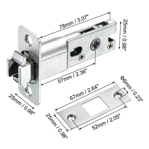 Round Recessed Privacy Door Lock With Keys For Sliding Doors, Matte Black Invisible Pocket Hardware dimensions diagram