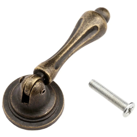 Close-up of Antique Bronze Zinc Alloy Drawer Cabinet Pull Handle Knob Set of 4 2.36 Inch Length Durable Metal Hardware