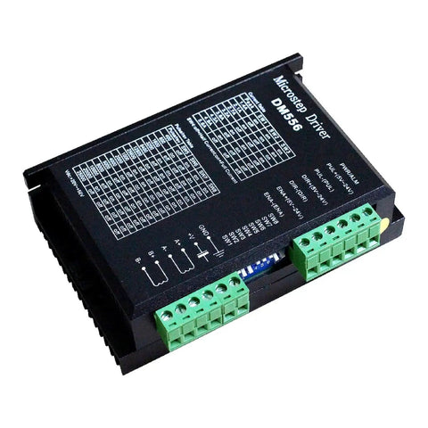 Rock Solid DM556 2-Phase Stepper Motor Driver For CNC Control with 128 subdivision, black unit with terminal connectors