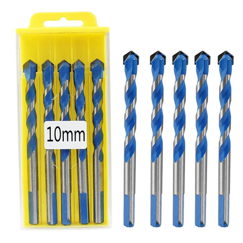 5 Pack 10mm Masonry Drill Bits Set Carbide For Concrete Tile Glass Ceramic Brick And Wood Piutouyar 0.39 Inch