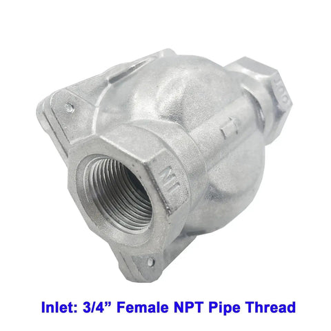 Natural Gas Regulator with Three Quarters Inch FNPT Inlet and Outlet, close-up view of 3/4 inch female NPT pipe threads.