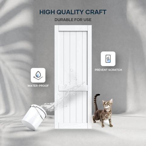 White Barn Door 30x84 Inches With 5.5 Ft Sliding Door Hardware Track Kit Included, Solid MDF Slab With Water-Proof Scratch-Resistant PVC Surface
