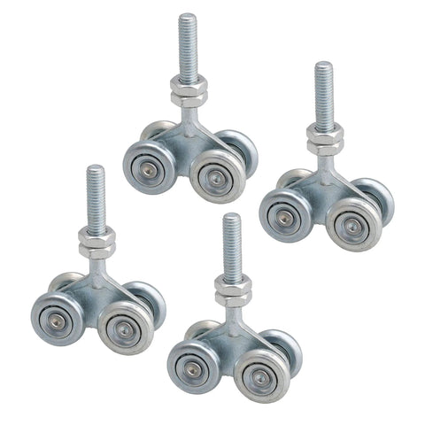 Heavy Duty Steel Sliding Door Track Rollers Set For Smooth Quiet Gliding And Easy Open Close, Four Trolley Wheels with Dual Pulley