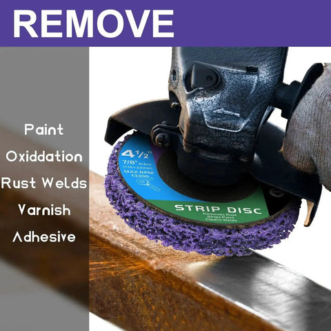 Beast Mode Purple Silicon Carbide Paint Stripping Disc for Angle Grinders removing paint from metal surface