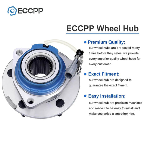 Front/Rear 5-Lug Wheel Hub Bearing Assembly w/ABS for 1997-2010 Buick Cadillac GM cars, ECCPP branding, premium features