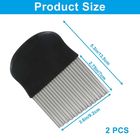 Two Pack Big Wavy Crinkle Cutter For Fries And Veggies, Stainless Steel Potato Slicer And Chopper With Durable Handle