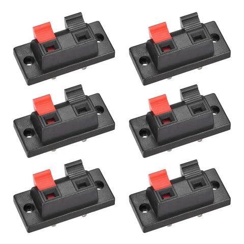 Six Pack 2 Way Speaker Spring Terminal Clips Connectors WP2-10 Push Release Test Clips for Quick Wire Hookups Solid Connection