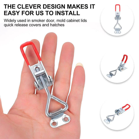 Eight Piece Adjustable Iron Toggle Latch Clamps With Quick Release For Boxes Doors And Cabinets Zinc Plated For Workholding