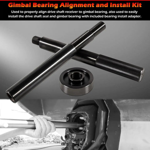 Gimbal Bearing Alignment And Install Kit For Heavy Duty Engine Alignment Tools Set Supports Precise Shaft Alignment Fits Mercruiser Alpha One Bravo Volvo OMC Cobra MR Drives And Seals shown with adapter and installation in progress.