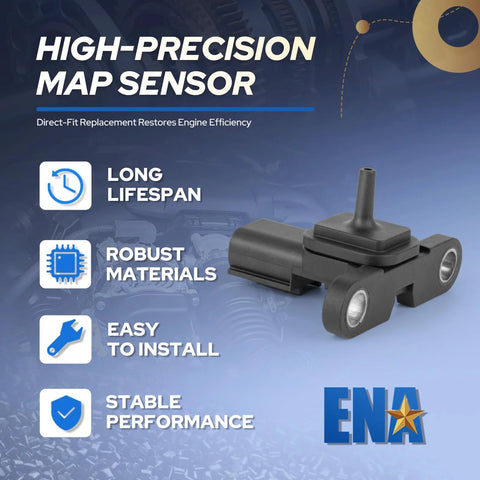 ENA MAP sensor, Amazon automotive part, black plastic sensor with connector and two mounting holes
