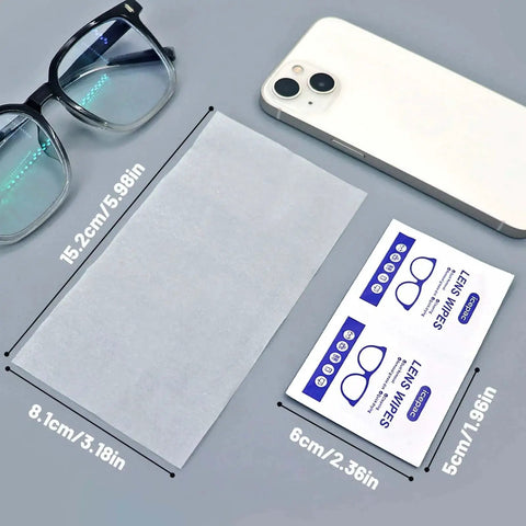 Premoistened Lens Wipes For Glasses And Screens Streak Free Safe For Coatings; wipes with glasses and phone for size reference