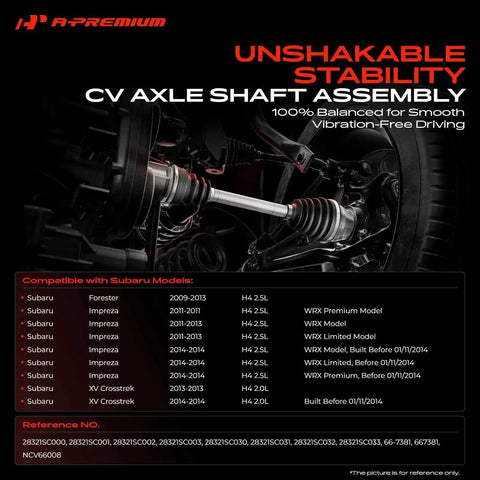 Diagram of CV Axle Shaft Assembly For Subaru Forester 2009-2013 Impreza 2011-2014 XV Crosstrek 2013-2014 2.0L 2.5L