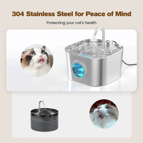 304 Stainless Steel Cat Water Fountain For Cats And Small Pets Automatic Indoor Waterer Leak Proof Design