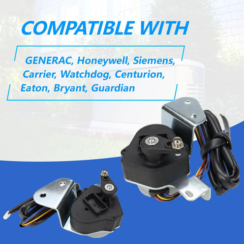 Stepper motor assemblies, two black units with metal mounting brackets and wiring harnesses.