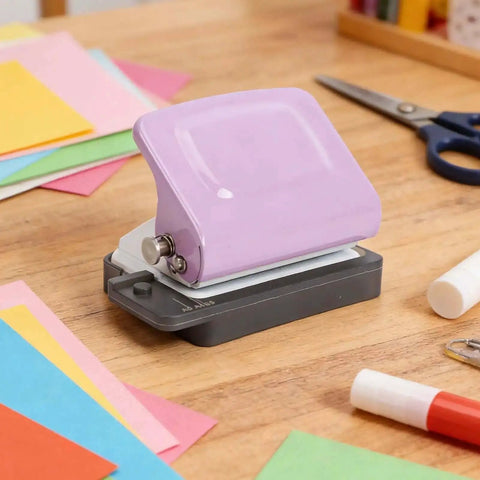 6 Hole Punch For A4 A5 B5 Notebooks And Planners, Portable Handheld Metal Circle Paper Puncher with 8 Sheet Capacity on desk