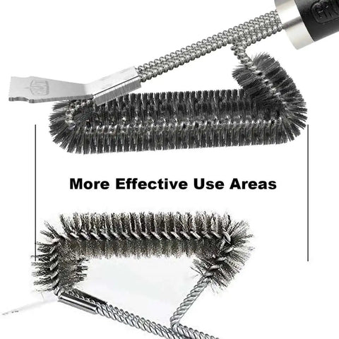 Grill Boss Heavy Duty 18 Inch Stainless Steel Grill Brush And Scraper with 3 in 1 Bristles for 360 Degree Grime Removal
