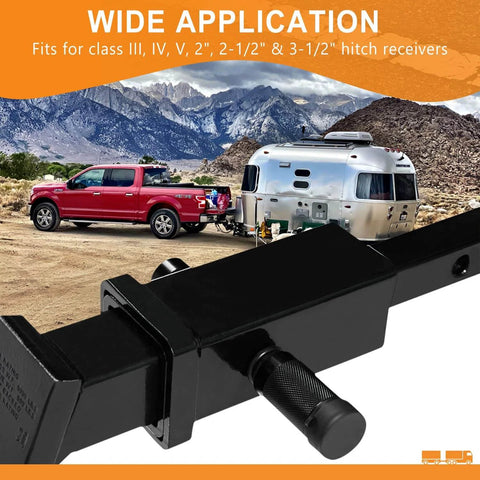 Heavy Duty Trailer Hitch Lock With 5/8 Inch Pin, 3-1/2 Inch Long, used on a trailer with mountain backdrop