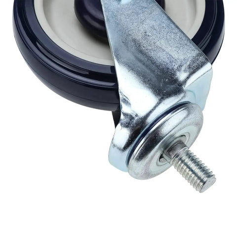 Close-up of 5 Inch Heavy Duty Shopping Cart Replacement Wheels Set Of 4 Stem Casters With 0.3125 Inch Bore Polyurethane Wheels