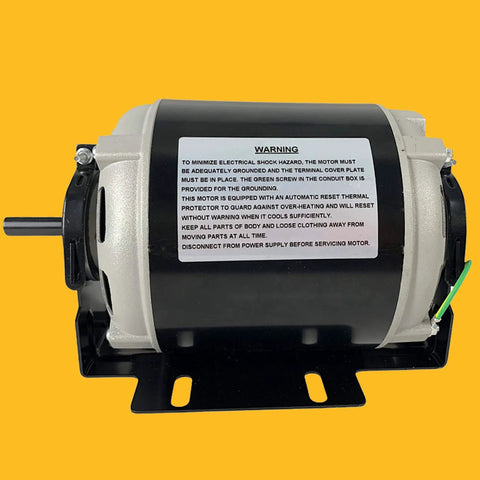 1/2 HP Belt Drive Motor GF2054 Replacement - Single Unit, 115V 60Hz 1725 RPM 48 Frame, Black Case, Warning Label