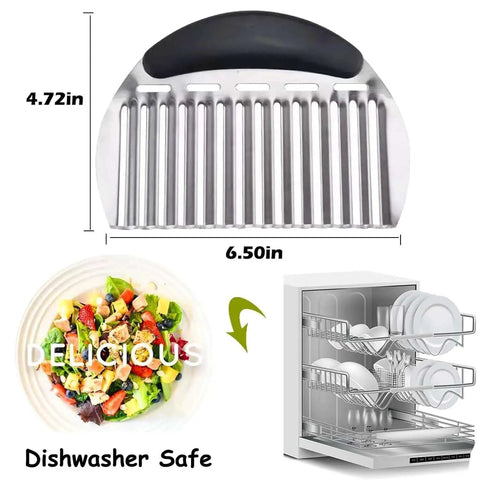Large Crinkle Cutter for Fries and Veggies, Wavy Potato Slicer With Stainless Steel Blade and Comfortable Handle, dimensions 4.72x6.50 inches
