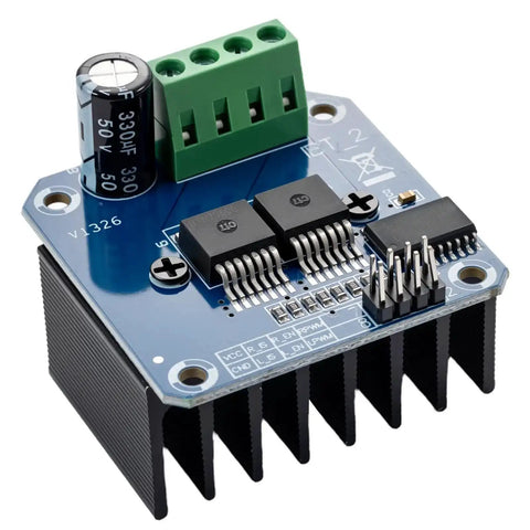4 Piece BTS7960 43A High Power Motor Driver Module Set with green connectors, heat sink, and onboard components for Arduino projects