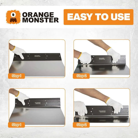 Steps demonstrating the use of Heavy Duty 18 Inch Sheet Metal Bender for HVAC Ductwork, 16 Gauge Steel Folding Tool With Sight Holes.