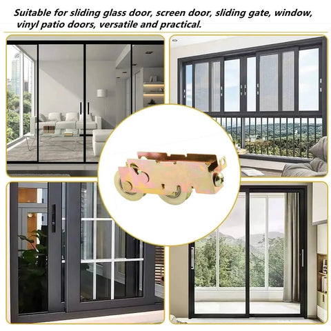 2 Pack Sliding Door Rollers For 1-1/4 Inch Tandem Steel Ball Wheel Assembly Replacement shown with sliding glass doors