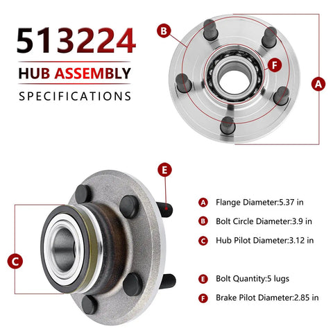 Front Wheel Hub Bearing Assembly For RWD Chrysler 300 2005-2011, Dodge Magnum 2005-2008, Charger 2006-2010, Challenger 2008-2010 Replacement Hub