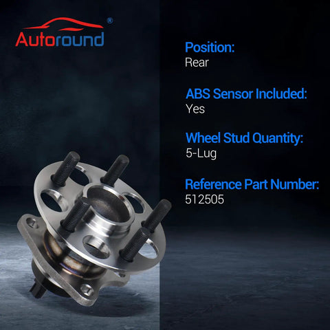 Rear Wheel Bearing And Hub Assembly Replacement For 2010-2015 Prius And 2012-2015 Plug-In, 5 Lug With ABS, OE-Style Fit