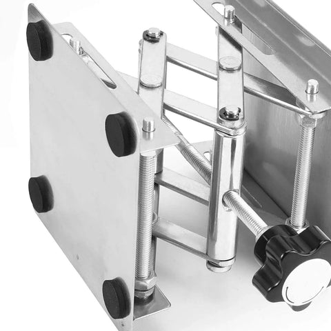 Side view of Two Pack 4x4 Lab Jack Stand Stainless Steel With Handwheel Expandable 50 150 Mm, showing adjustable mechanism.
