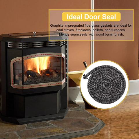 Stove door gasket rope, 1/2 in x 7 ft, graphite fiberglass seal for Whitfield Advantage II/III pellet stoves