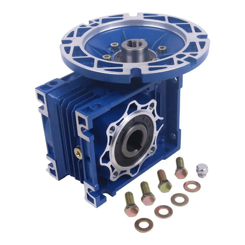 Workhorse Worm Gear Speed Reducer 30 To 1 Ratio With 56C Flange for Industrial Machinery, hollow shafts, visible bolts included.