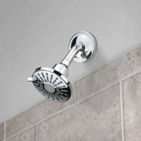 Shower Arm Stabilizer Bracket With Flange Cover Chrome Finish for wobbly shower arms installed on shower pipe and wall.