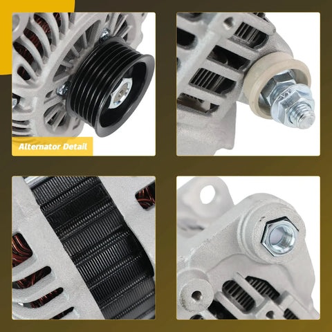 High-Output 110 Amp 12V Alternator Replacement for Nissan 350Z 3.5L VQ35DE Z33 2003-2006, close-up details view