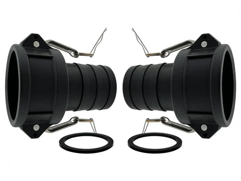 3 Inch Camlock Gasket Set, 5 Pack Buna N Seals For 3 Inch Cam And Groove Fittings displayed with gaskets and couplers