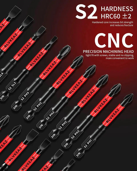 Ten Piece Three Inch Magnetic Screwdriver Bits Set With S2 Alloy Steel For Impact Driver And Power Drill Includes Phillips Bits Sizes One Two Three And Slotted Bits In Three Four Five Six Millimeter And Quarter Inch Hex Shank Pro And DIY Essential