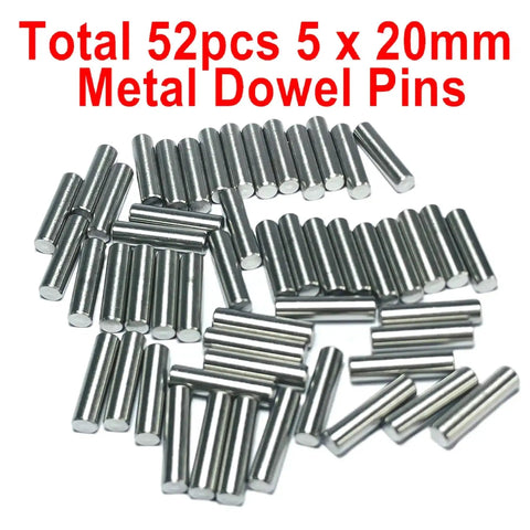 52-Piece 5mm x 20mm Dowel Pins Stainless Steel 304 Shelf Pegs for Wood Furniture and Beds M5 Pins With Tight Tolerances