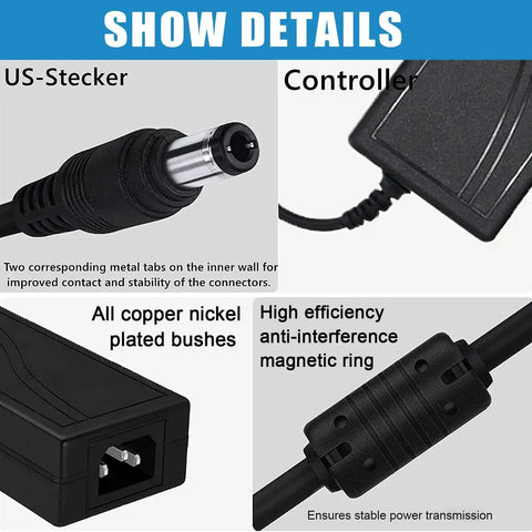 Components of 24V DC Power Supply 6A Beefy Adapter For LED Strips And Printers, 100-240V AC To 24V DC Converter, 144W
